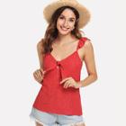 Shein Bow Tie Front Shell Top With Ruffle Strap