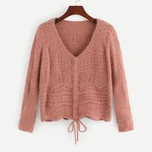 Shein Cut Out V-neck Fuzzy Jumper