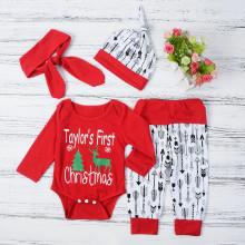 Shein Girls 4 Piece Chrisma Print Bodysuit & Pants Set