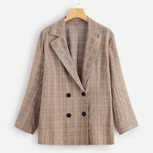 Shein Plus Plaid Double-breasted Blazer