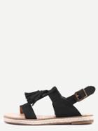 Shein Black Open Toe Tassel Slingback Sandals
