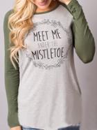 Shein Grey Green Long Sleeve Letters Print T-shirt