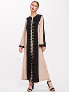 Shein Contrast Lace Crochet Full Length Abaya Dress