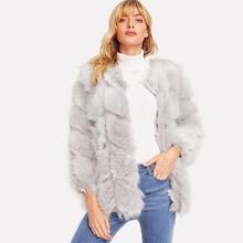 Shein Chevron Faux Fur Coat