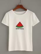 Shein White Watermelon Print T-shirt