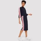 Shein Side Striped Crop Top & Split Skirt Co-ord