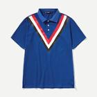 Shein Men Button Front Collar Neck Striped Tee