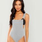Shein Stripe Bodysuit With Suspender Straps