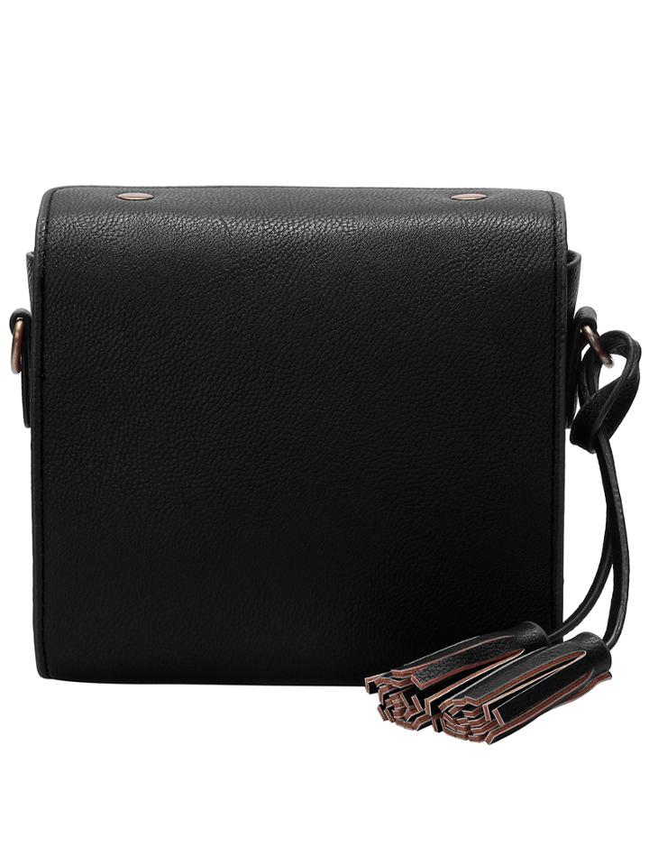 Shein Black Magnetic Tassel Satchel Bag