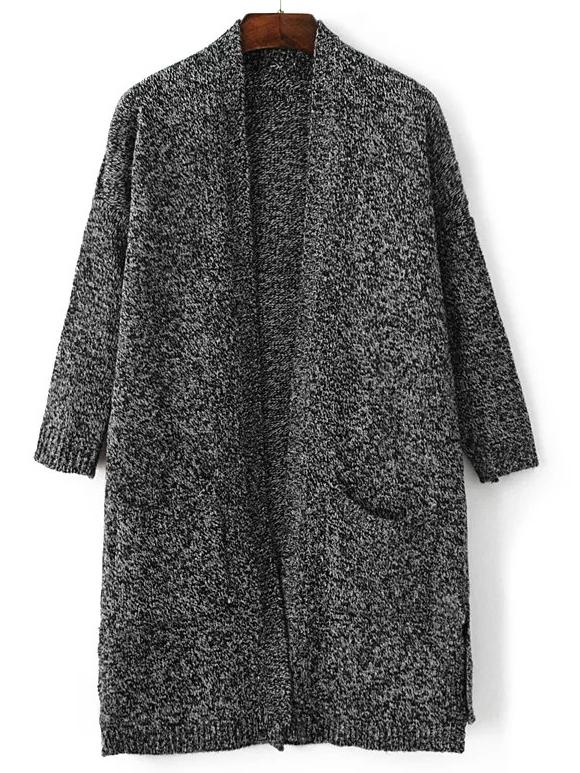 Shein Dark Grey Split Side Pocket Cardigan