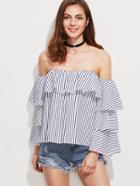 Shein Off The Shoulder Ruffle Tiered Striped Top