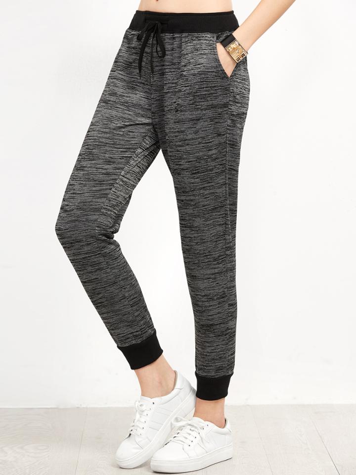 Shein Contrast Trim Drawstring Waist Pants