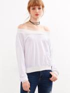 Shein White Off The Shoulder Sweatshirt