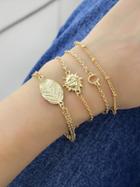 Shein 4 Pcs/set Tibetan Jewelry Boho Style Gold-color Chain Bracelets