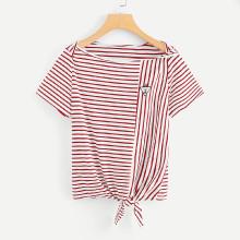 Shein Knot Front Stripe Tee