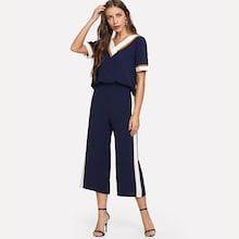 Shein Stripe Contrast Top & Wide Leg Pants