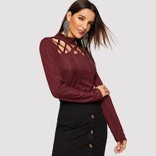 Shein Caged Insert Mock-neck Top
