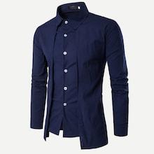 Shein Men Solid Asymmetric Hem Shirt