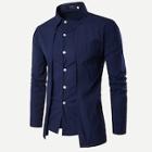 Shein Men Solid Asymmetric Hem Shirt