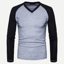 Shein Men Color-block Raglan Sleeve V-neck Tee