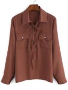 Shein Lace Up Equipment Blouse