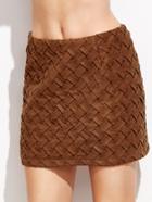 Shein Brown Faux Suede Braided Skirt