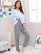 Shein Cartoon Print Top & Star Pants Pajama Set
