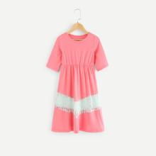 Shein Girls Contrast Lace Dress