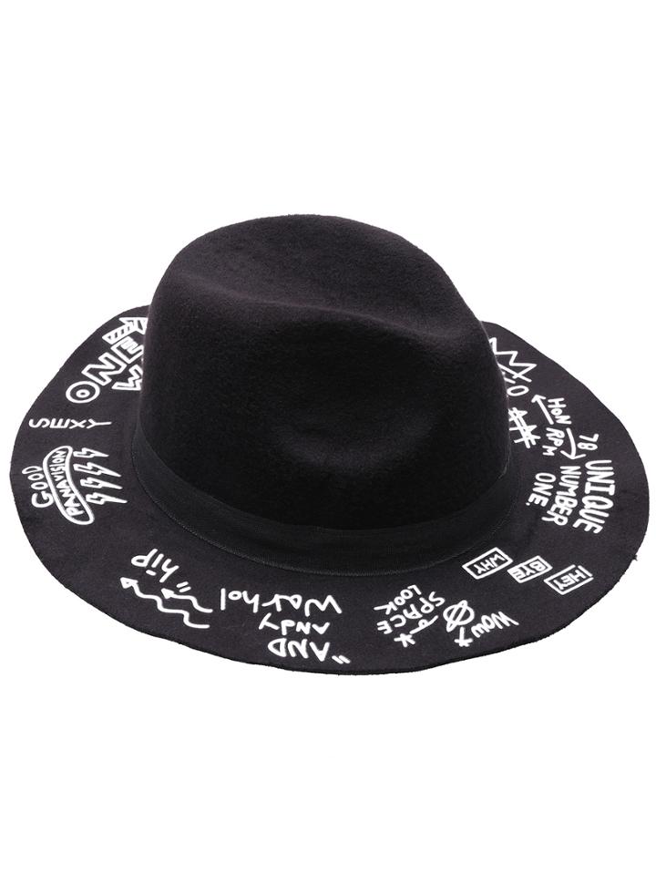 Shein Black Fashion Letters Print Hat
