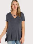 Shein Criss Cross Front Solid Top