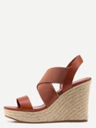 Shein Faux Leather & Elastic Strap Sandals - Camel