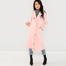 Shein Frill Trim Button Up Coat