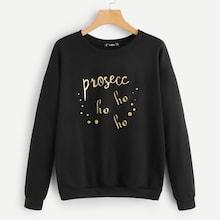 Shein Round Neck Letter Sweatshirt