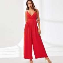 Shein Surplice Neck Wide Leg Cami Jumpsuit