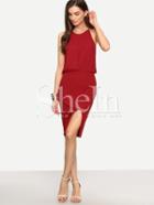 Shein Red Spaghetti Strap Knee Length Dress
