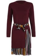 Shein Burgundy Split Sweater Two Pieces Dress With Scarve