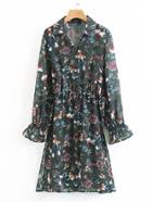 Shein Side Slit Floral Shirt Dress