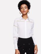 Shein Lace Panel Button Up Blouse