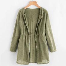 Shein Drawstring Waist Hoodie Cardigan
