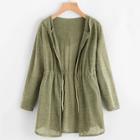 Shein Drawstring Waist Hoodie Cardigan