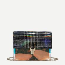 Shein Iridescent Detail Plaid Chain Bag