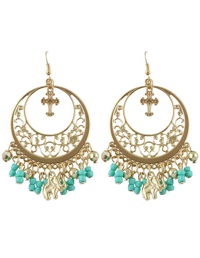 Shein Blue Beads Tassel Earrings