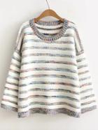 Shein Multicolor Striped Drop Shoulder Sweater