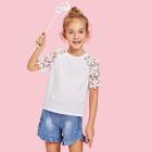 Shein Girls Laser Embroidered Sleeve Round Neck Tee