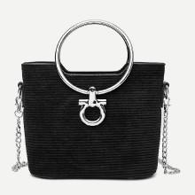 Shein Ribbed Detail Canvas Crossbody Bag