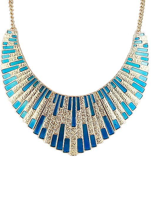 Shein Blue Shining Bib Collar Necklace