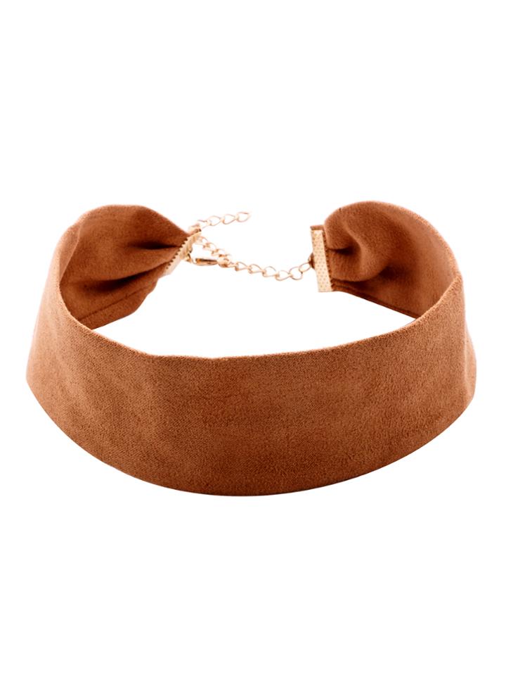 Shein Brown Suede Vintage Wide Choker Necklace