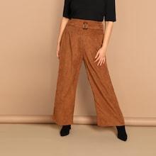 Shein Plus Waist Belted Cord Pants