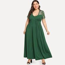 Shein Plus Contrast Lace Zip Back Dress