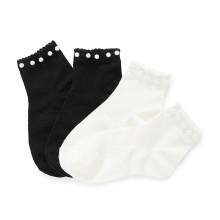Shein Faux Pearl Trim Ankle Socks 2pairs